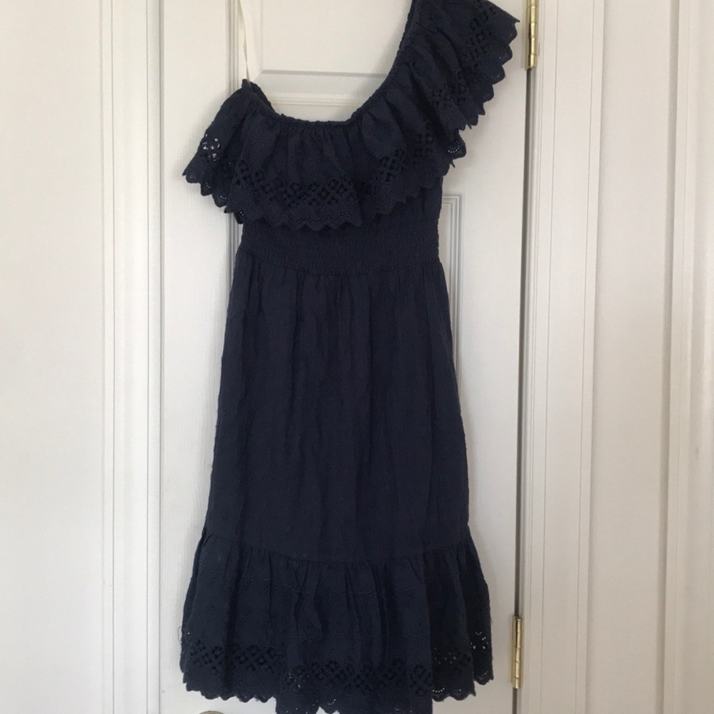 One Shoulder Navy Dress